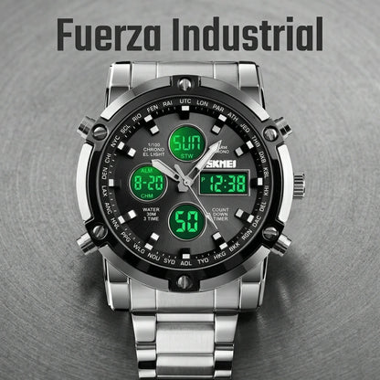 Estilo deportivo masculino con pantalla analogica y digital